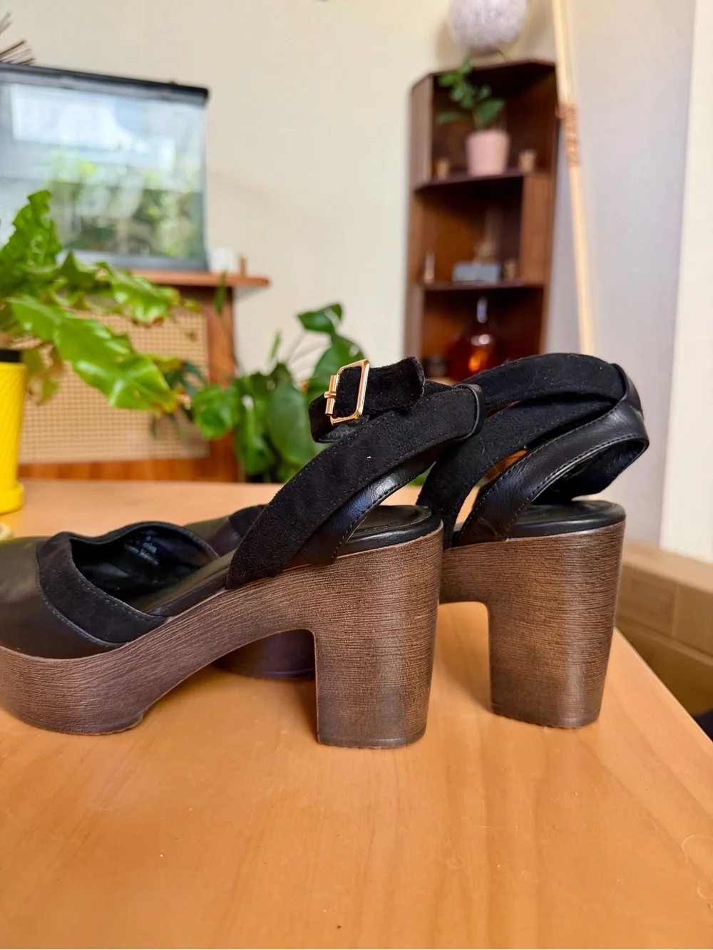 Black Platform Heels with Ankle Strap
